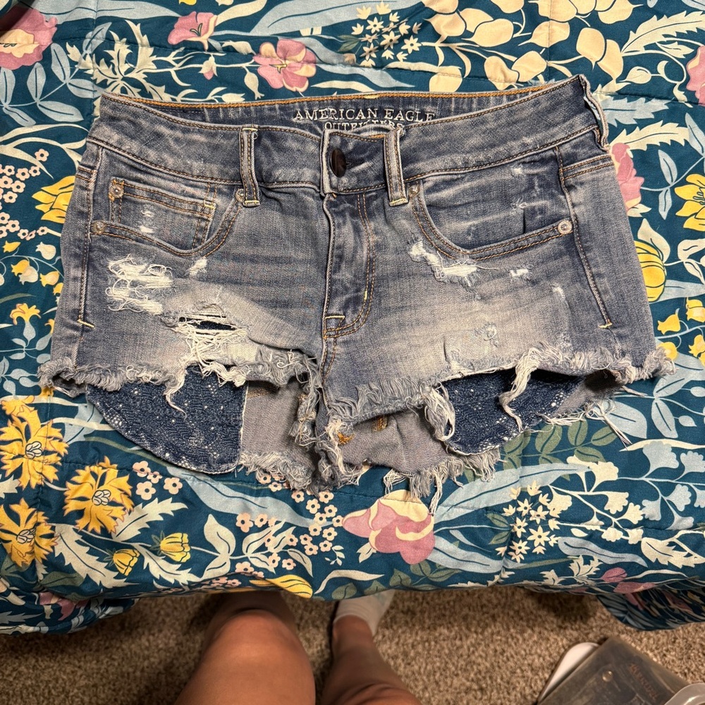 American Eagle Outfitters Distressed Blue denim Jean Shorts